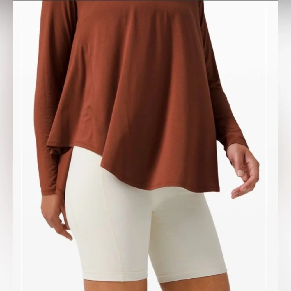Lululemon Up for Down Time Long Sleeve Shirt | Silk Blend | Sz 6 Dark Terracota